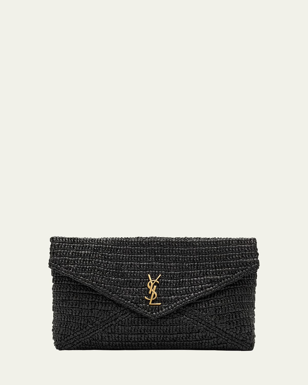 Large Envelope Flap YSL Clutch Bag in Raffia | Bergdorf Goodman