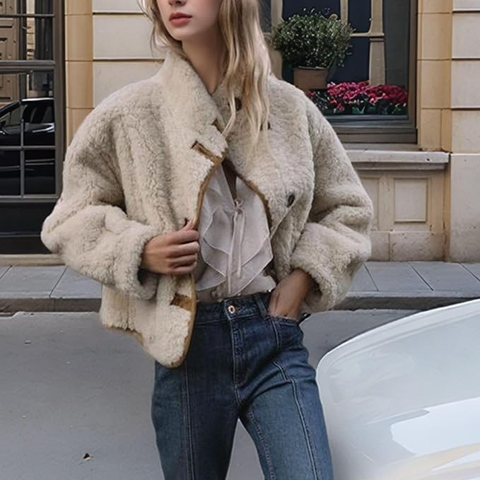 Chevara Women’s Reversible Double-Faced Jacket Stand Collar Long Sleeve Button Down Faux Suede ... | Amazon (US)