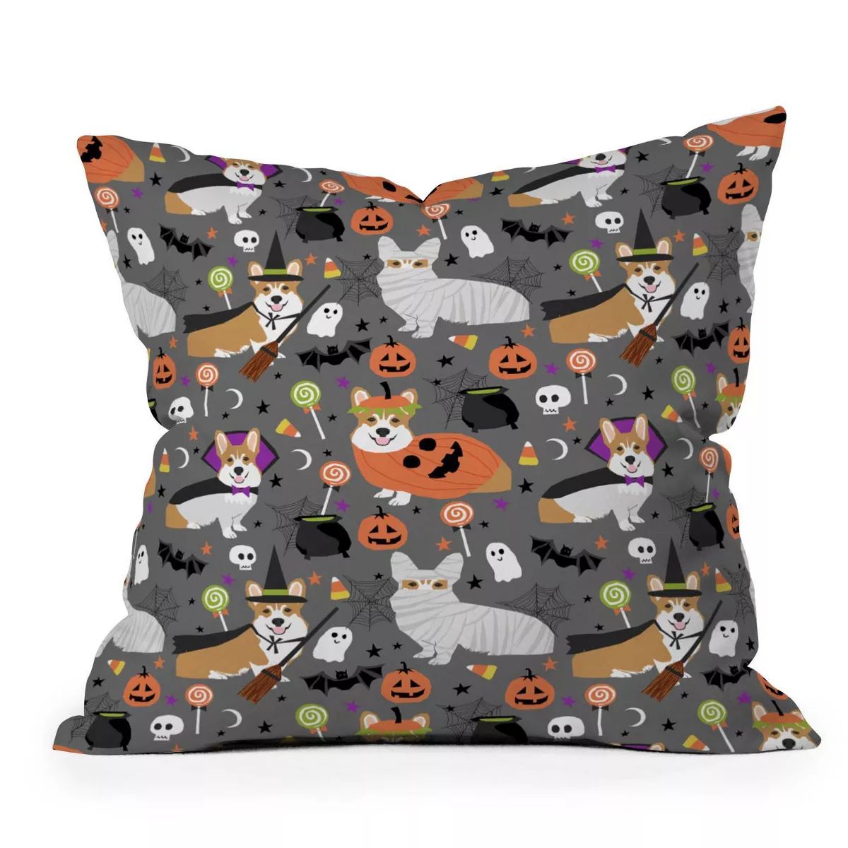 16"x16" Pet Friendly Corgi Halloween Costume Dogs Square Throw Pillow Gray - Deny Designs | Target