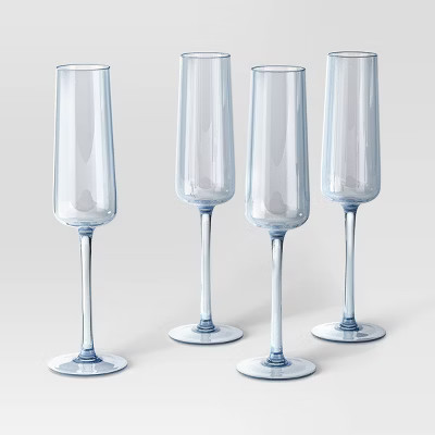 7.78oz 4pk Stemmed Champagne Cocktail Glass Set Blue - Threshold™ | Target