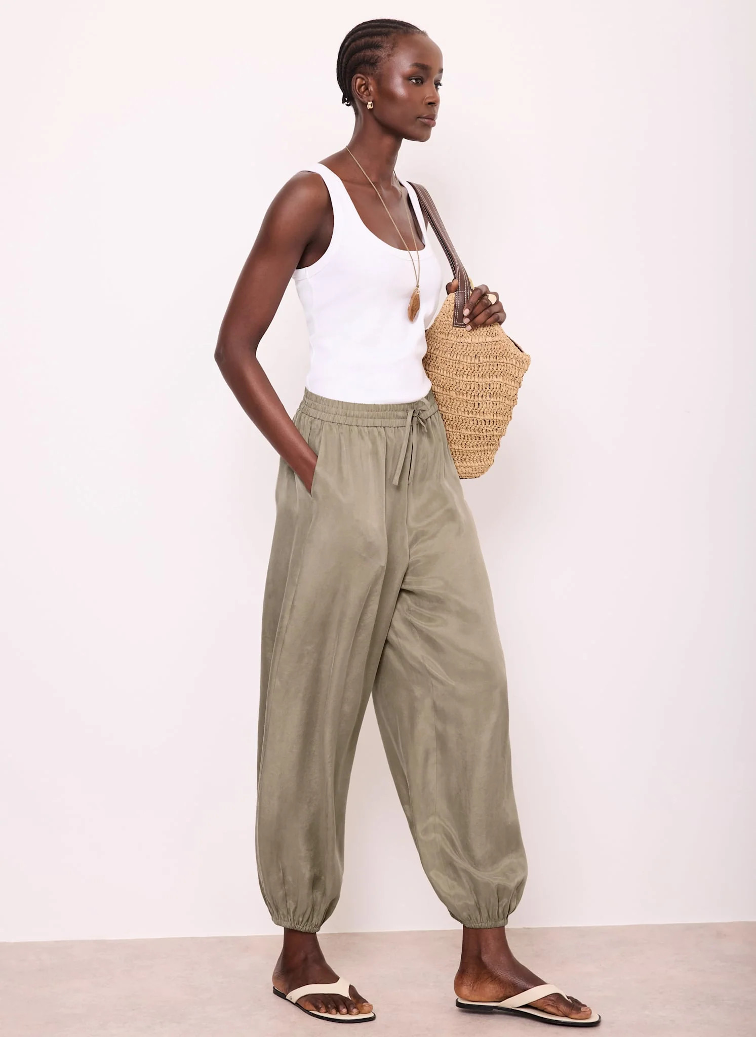 Khaki Balloon Trousers | Mint Velvet