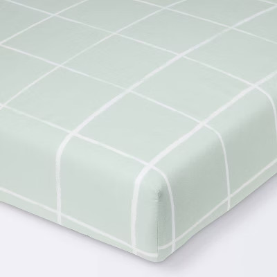 Fitted Crib Sheet - Cloud Island™ Mint Windowpane | Target