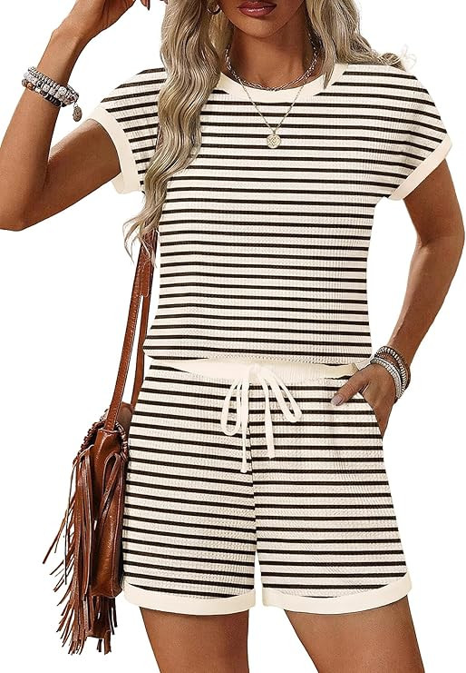 Ekouaer Women Waffle Rompers for Summer Casual Shorts Overalls Adjustable Drawstring Waist Jumpsu... | Amazon (US)