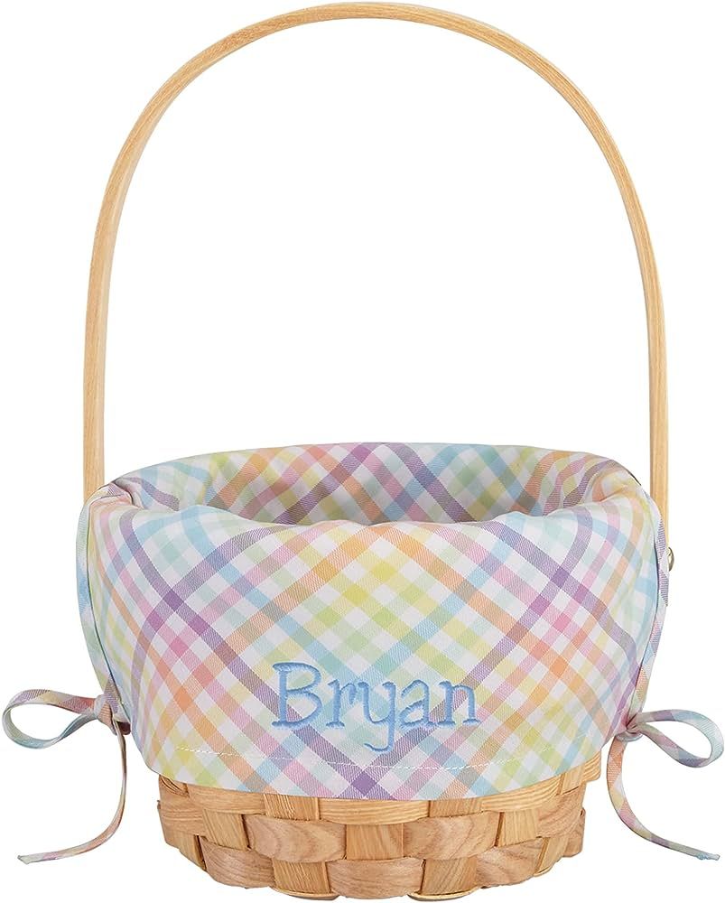 Let's Make Memories Personalized Create Your Own Wicker Easter Basket – Blue Gingham Design - B... | Amazon (US)