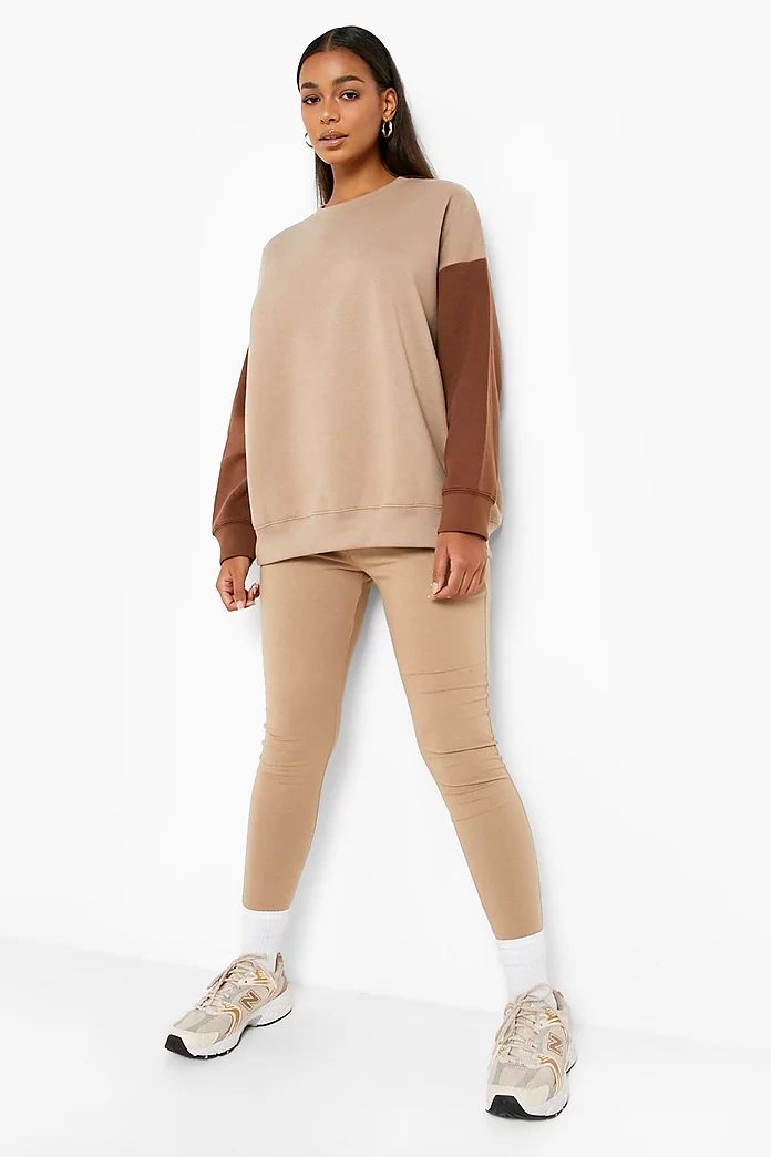 Contrast Sleeve Sweatshirt And Legging Set | Boohoo.com (US & CA)