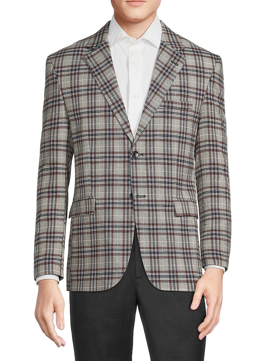 Elie Balleh Men's Plaid Blazer - Grey - Size XXL | Saks Fifth Avenue OFF 5TH