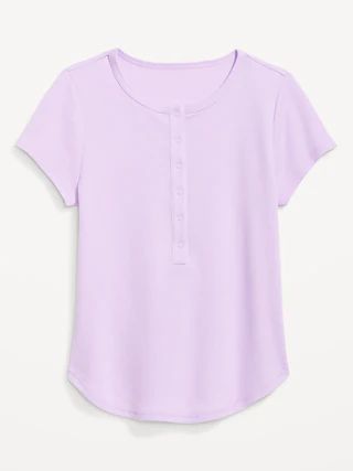 Short-Sleeve Waffle-Knit Henley Top | Old Navy (US)