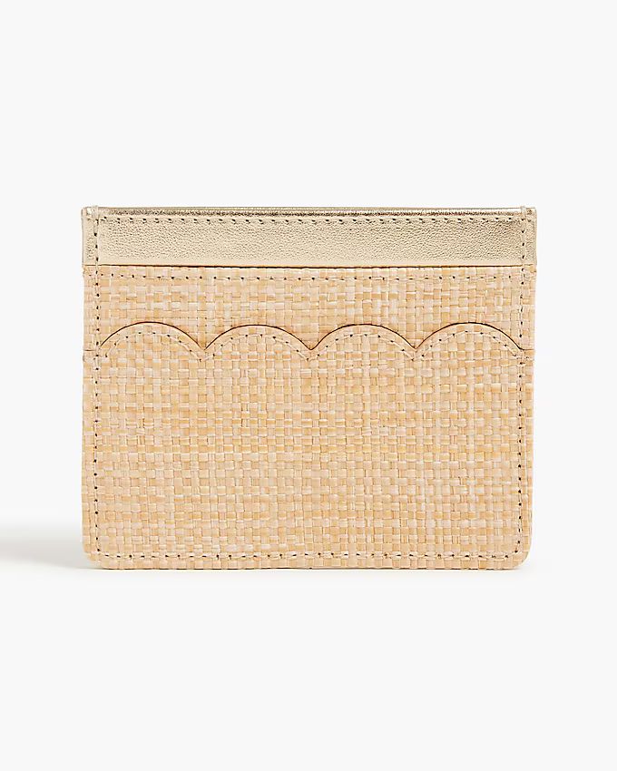 Woven scalloped wallet with metallic trim | J.Crew Factory