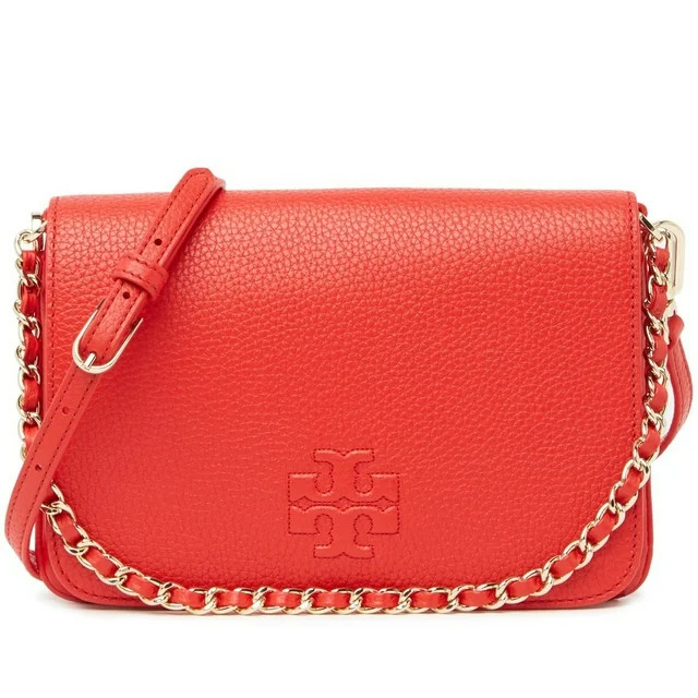 Tory Burch Women's Thea Pebbled Leather Small Convertible Crossbody Bag Clutch (Brilliant Red) | Walmart (US)