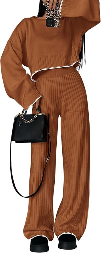 PRETTYGARDEN Women's 2 Piece Sweater Set Casual Long Sleeve Knitted Outfit Fall Matching Loungewe... | Amazon (US)