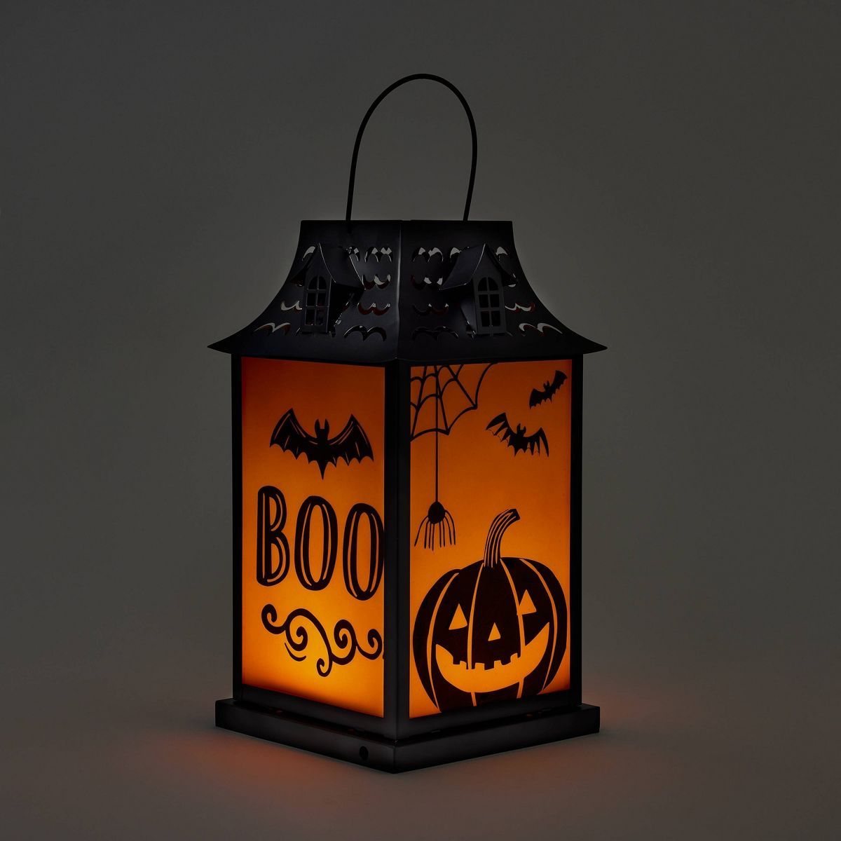 Falloween Light Up Small Orange and Black Halloween Decorative Metal Lantern - Hyde & EEK! Boutiq... | Target