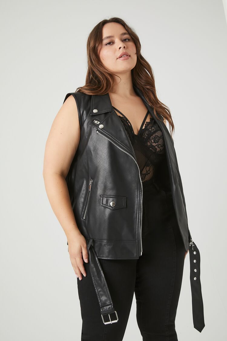 Plus Size Belted Faux Leather Vest | Forever 21 (US)
