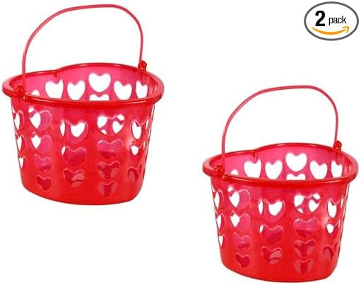 Valentine' s Day Heart Shaped and Slotted Baskets with Handles Set of 2 (Red) | Amazon (US)