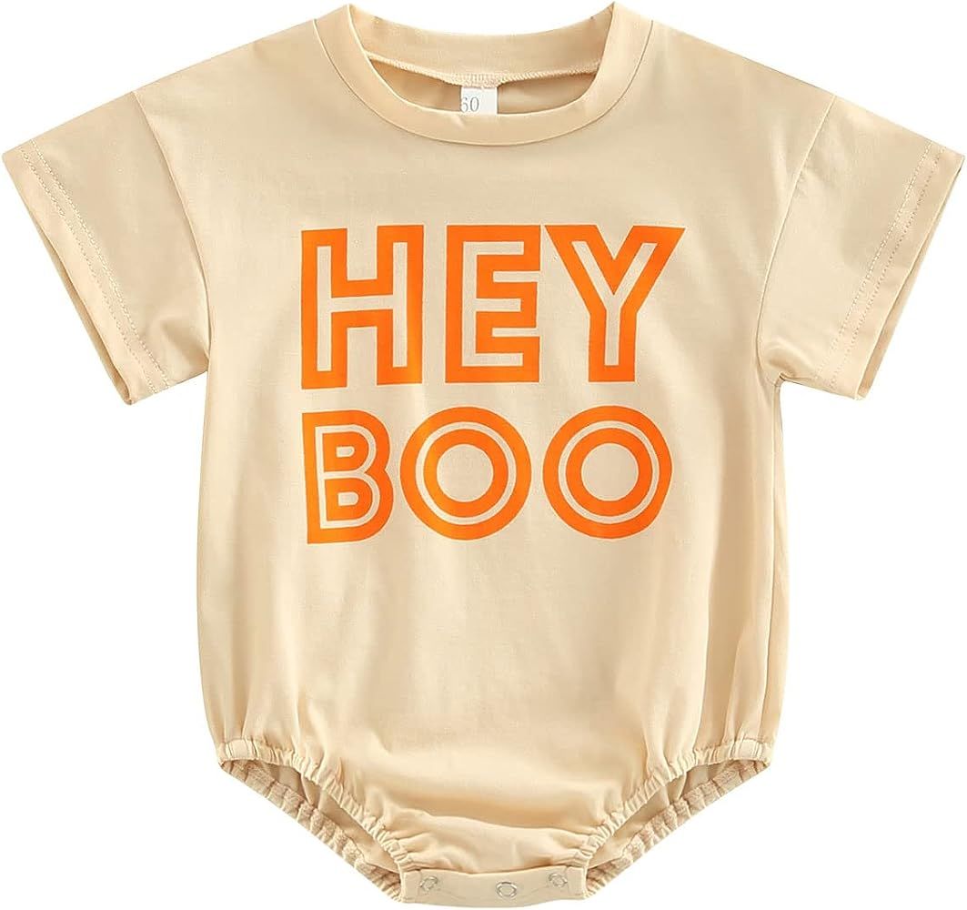 Kayotuas Baby Boys Girls Halloween Romper Oversized Tshirt Onesie Letter Short Sleeve Bodysuit Cute  | Amazon (US)