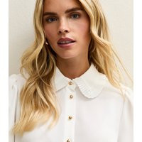 Women's Petite White Frill Collar Gold Button Shirt New Look | New Look (UK)