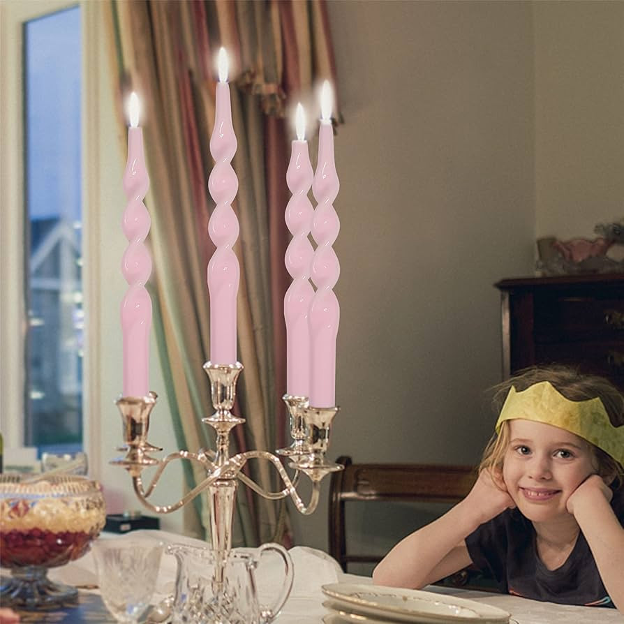 Pink Candlesticks Spiral Taper Candle - Set of 2 Unscented Twisted Candle Wax 10 Inch Long Candle... | Amazon (US)