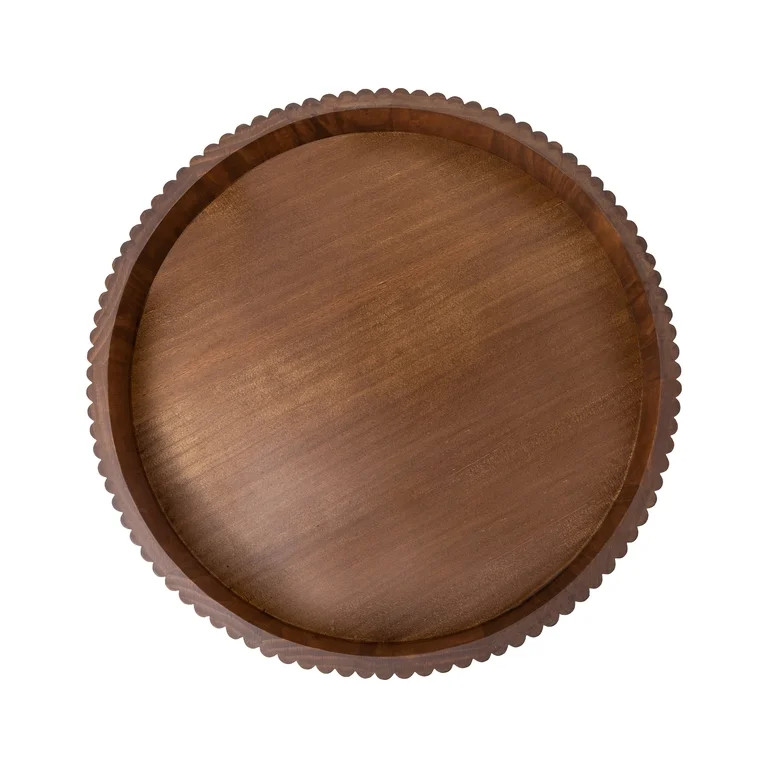 Better Homes & Gardens Ribbed Wood Decorative Tray, Walnut Finish, 16.4" | Walmart (US)