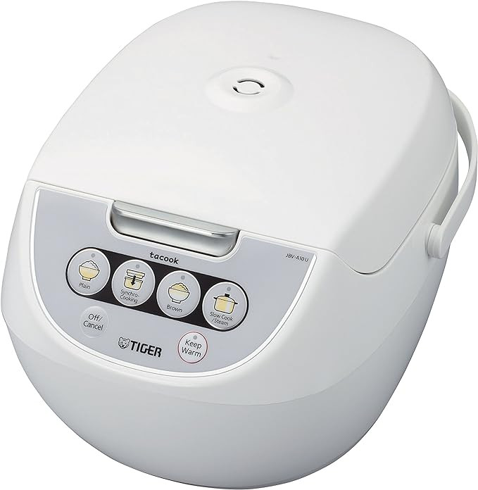 TIGER JBV-A10U 5.5-Cup (Uncooked) Micom Rice Cooker with Food Steamer Basket, White | Amazon (US)