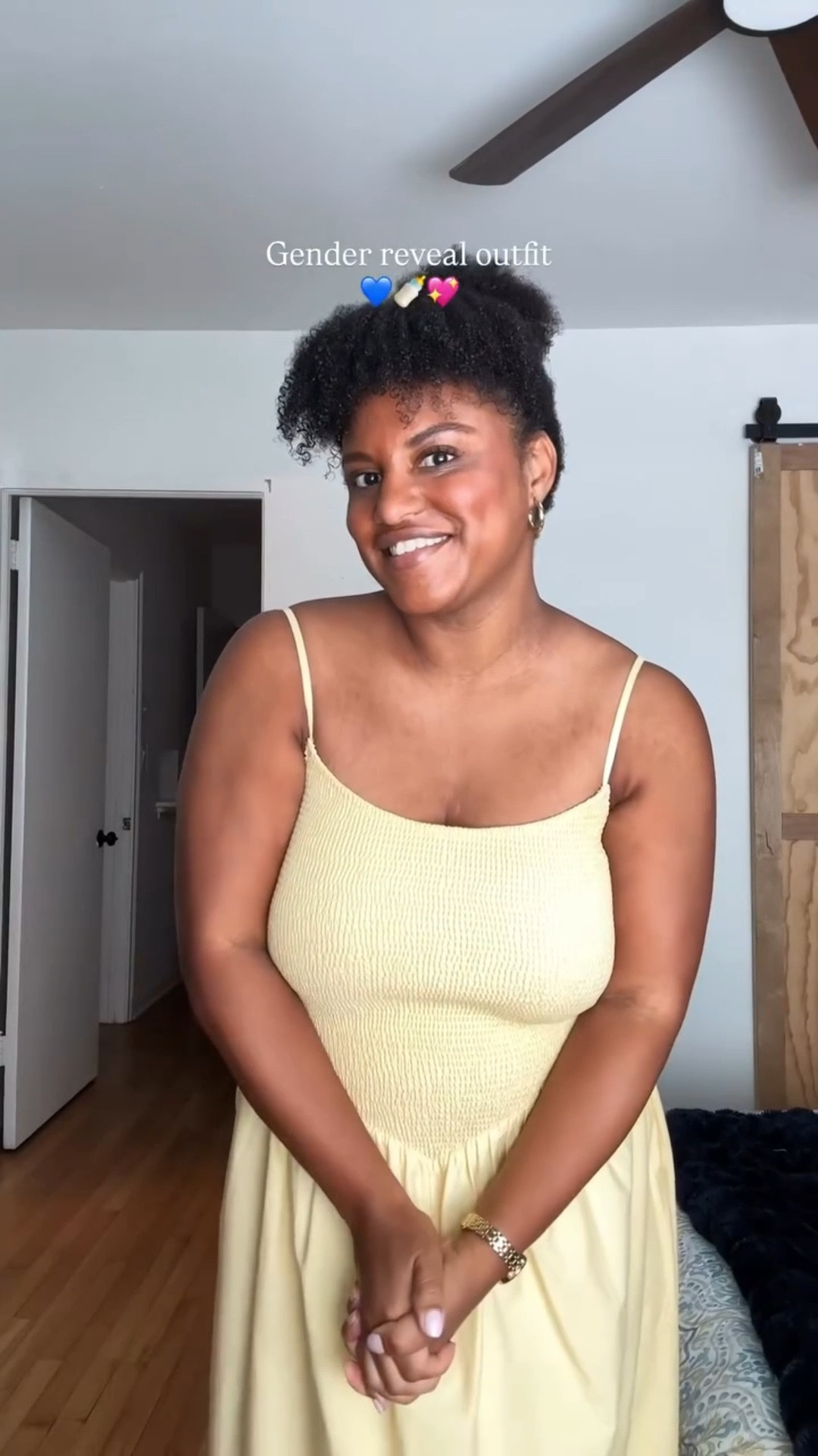 Gender reveal outfit idea
Maternity outfits
Bump friendly dress
Non maternity bump friendly 
Midsize pregnancy outfits 

Wearing size L