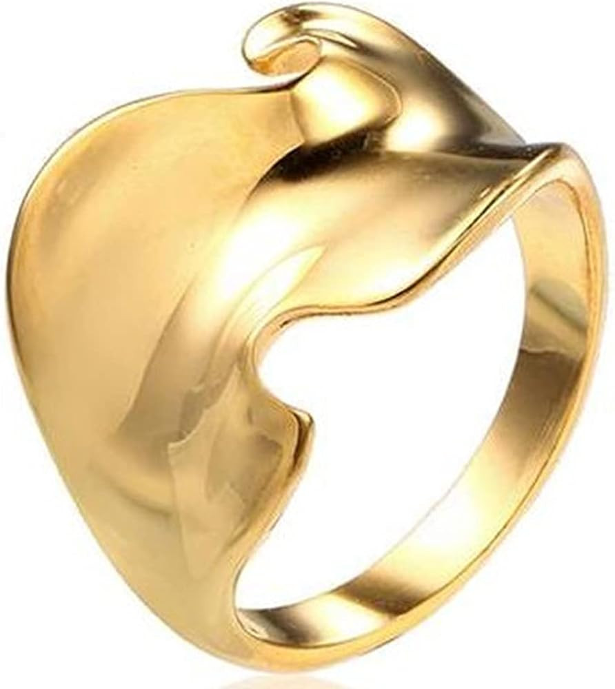 Jude Jewelers Stainless Steel Irregular Shape Ocean Waved Surface Promise Statement Anniversary R... | Amazon (US)