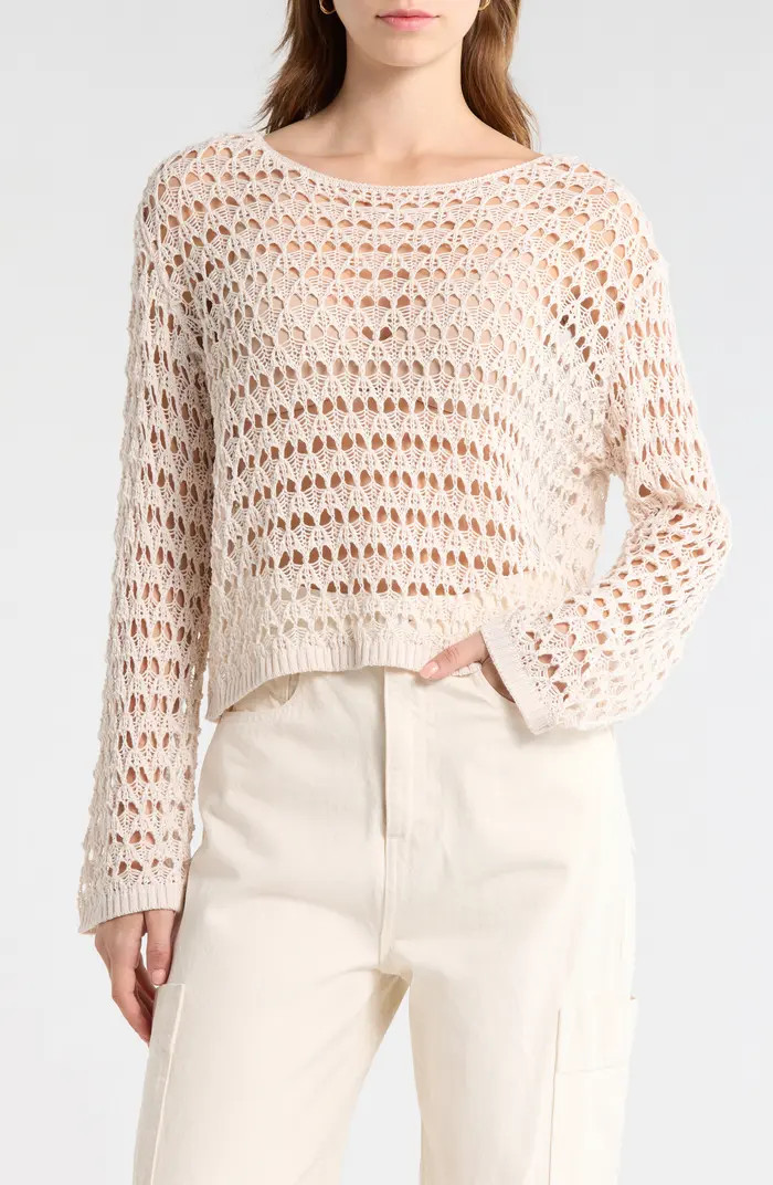 Willa Cotton Blend Open Stitch Sweater | Nordstrom