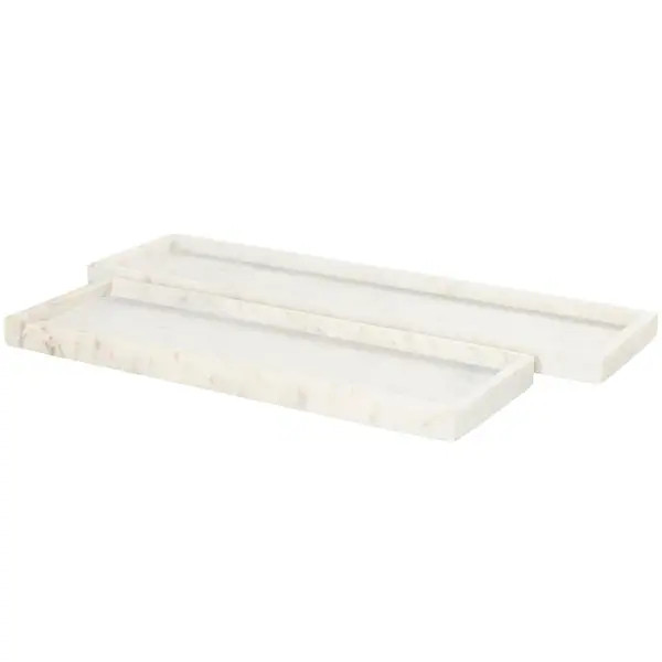 CosmoLiving by Cosmopolitan Marble Tray with Raised Border (Set of 2) - White, Black, Green | Bed Bath & Beyond