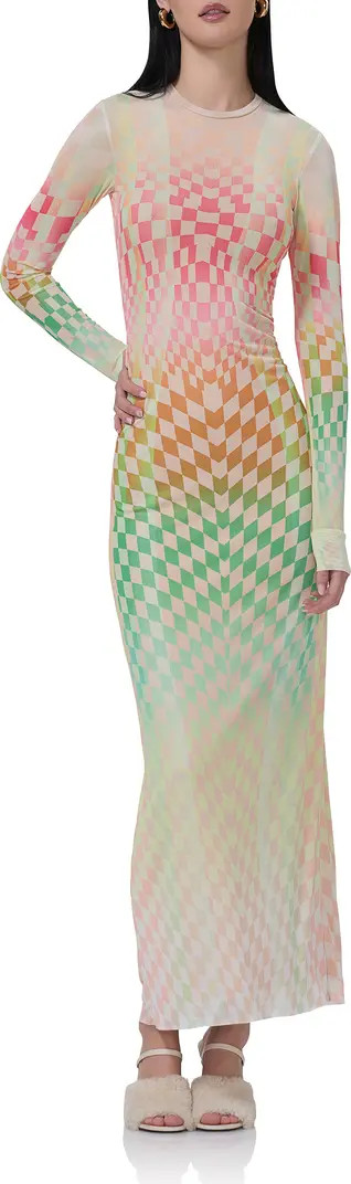 Didi Printed Long Sleeve Mesh Maxi Dress | Nordstrom