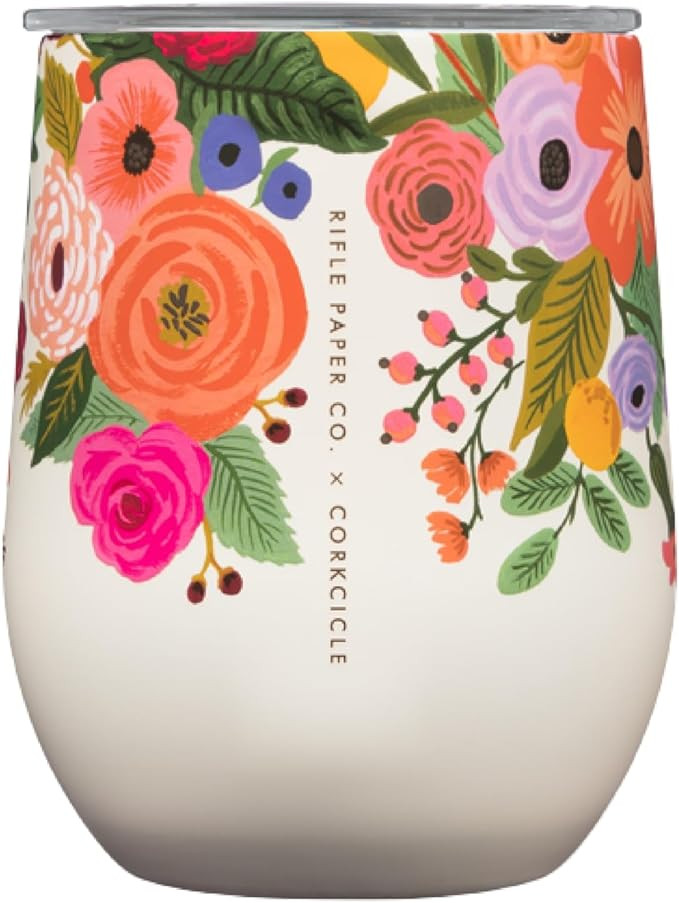 Corkcicle Stainless Steel Floral Wine Glass Tumbler, 12 oz - Garden Party, Insulated Keeps Bevera... | Amazon (US)