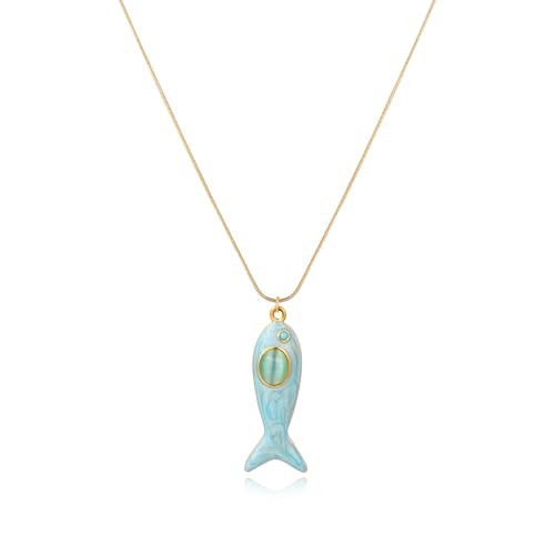 Amazon.com: WASAIE Boho Summer Blue Fish Sea Pendant Charms Necklace For Women,Colored Seashore O... | Amazon (US)