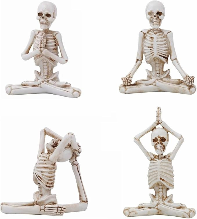 Set of 4 Halloween Decorations Yoga Skeleton-Figurines -Skeleton Halloween Decor Indoor Resin Sku... | Amazon (US)