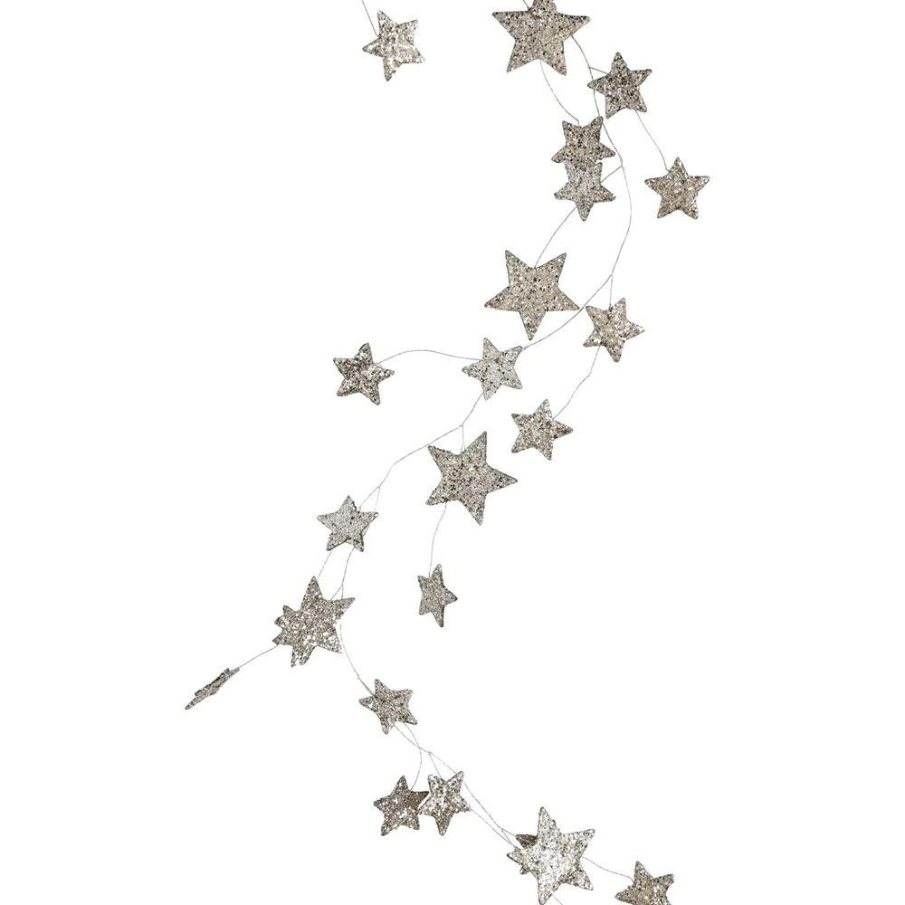 Glitter Spray Star Garland - Silver Finish | Shop Sweet Lulu