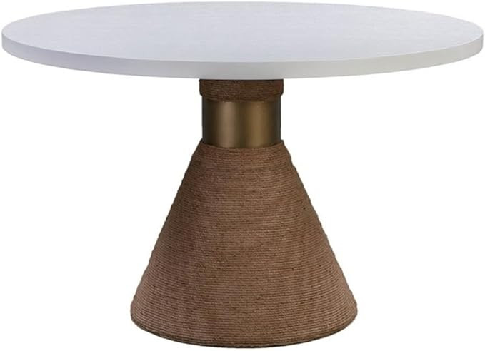TOV Furniture Rishi 30" H Round Rope Acacia Wood Dining Table in White/Brown | Amazon (US)