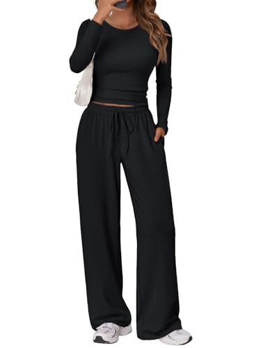 Trendy Queen Womens Two 2 Piece Matching Lounge Sets 2025 Early Fall Fashion Must Haves Y2K Workout Gym Clothes Comfy Airport Travel Vacation Luxury Outfits Sweatsuit Winter Essential Clothing | Amazon (US)