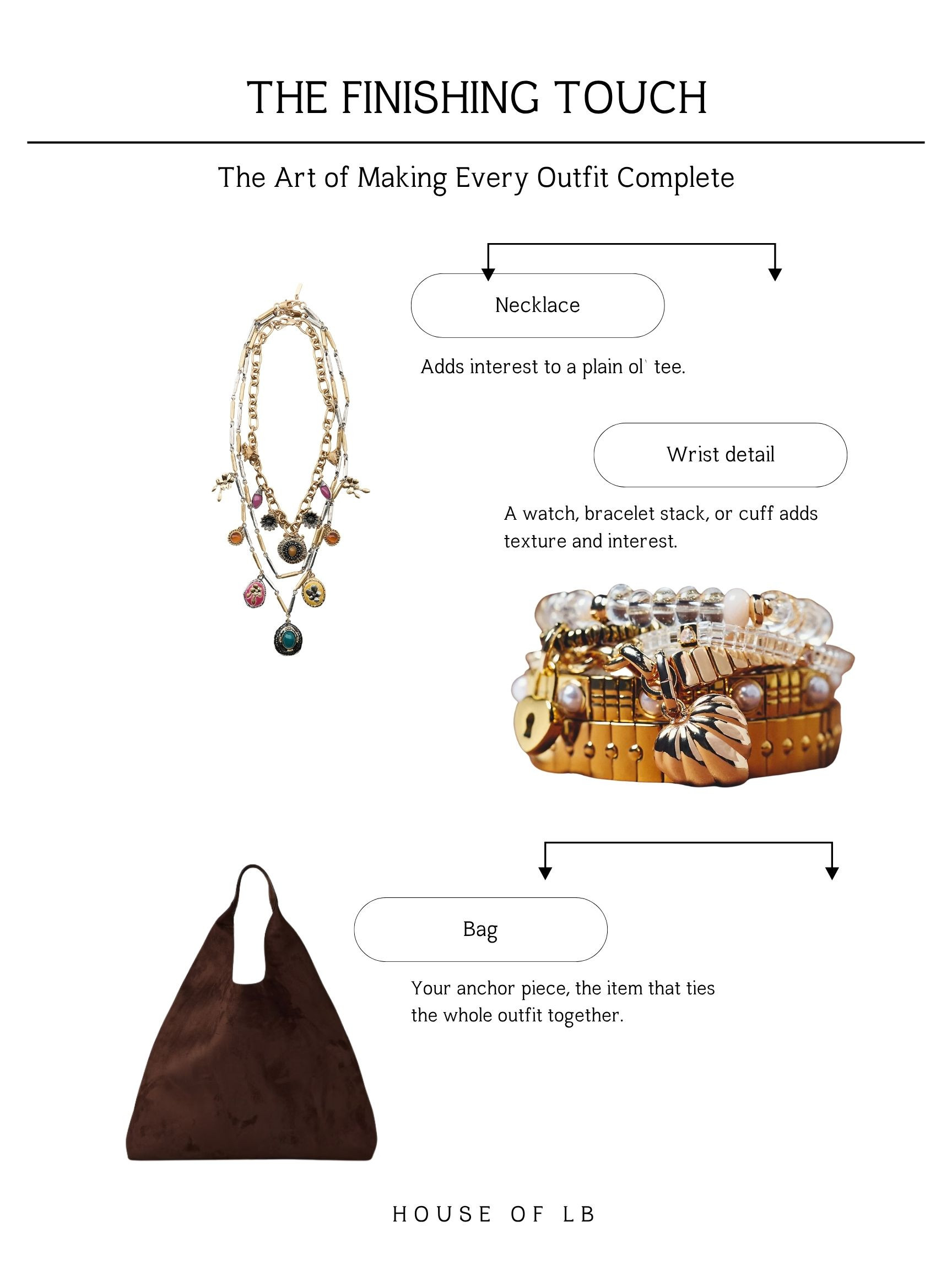 Accessories are the icing on the cake to your outfit. If you don't know where to start, I suggest starting with a necklace, wrist detail and a statement bag.  

 

#LTKFindsUnder50 #LTKFindsUnder100 #LTKStyleTip