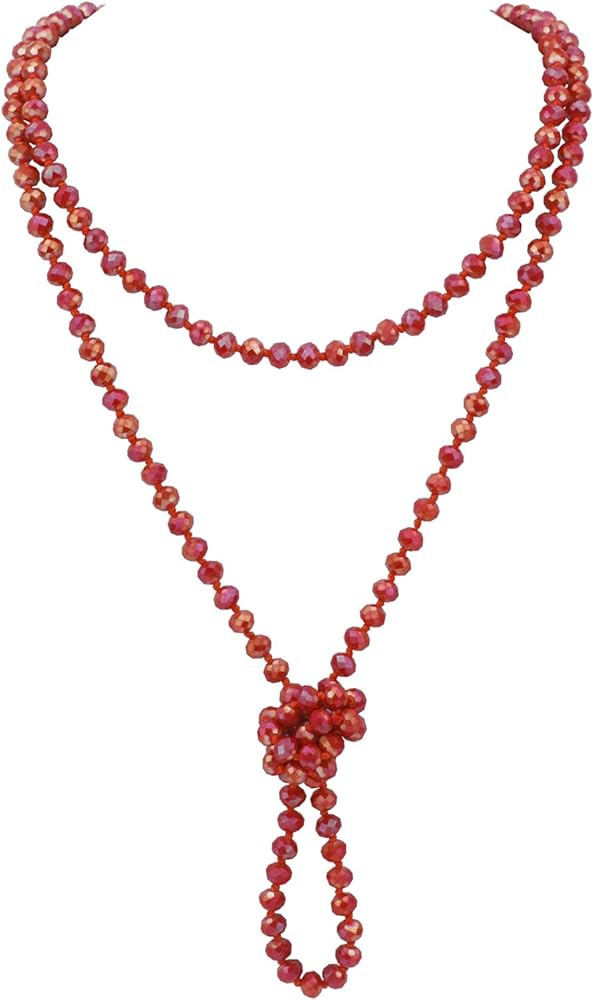 Firstmeet Fashion Beads Rope Knot Long Beaded Necklace Versatile 60" Strand Costume Jewelry for W... | Amazon (US)