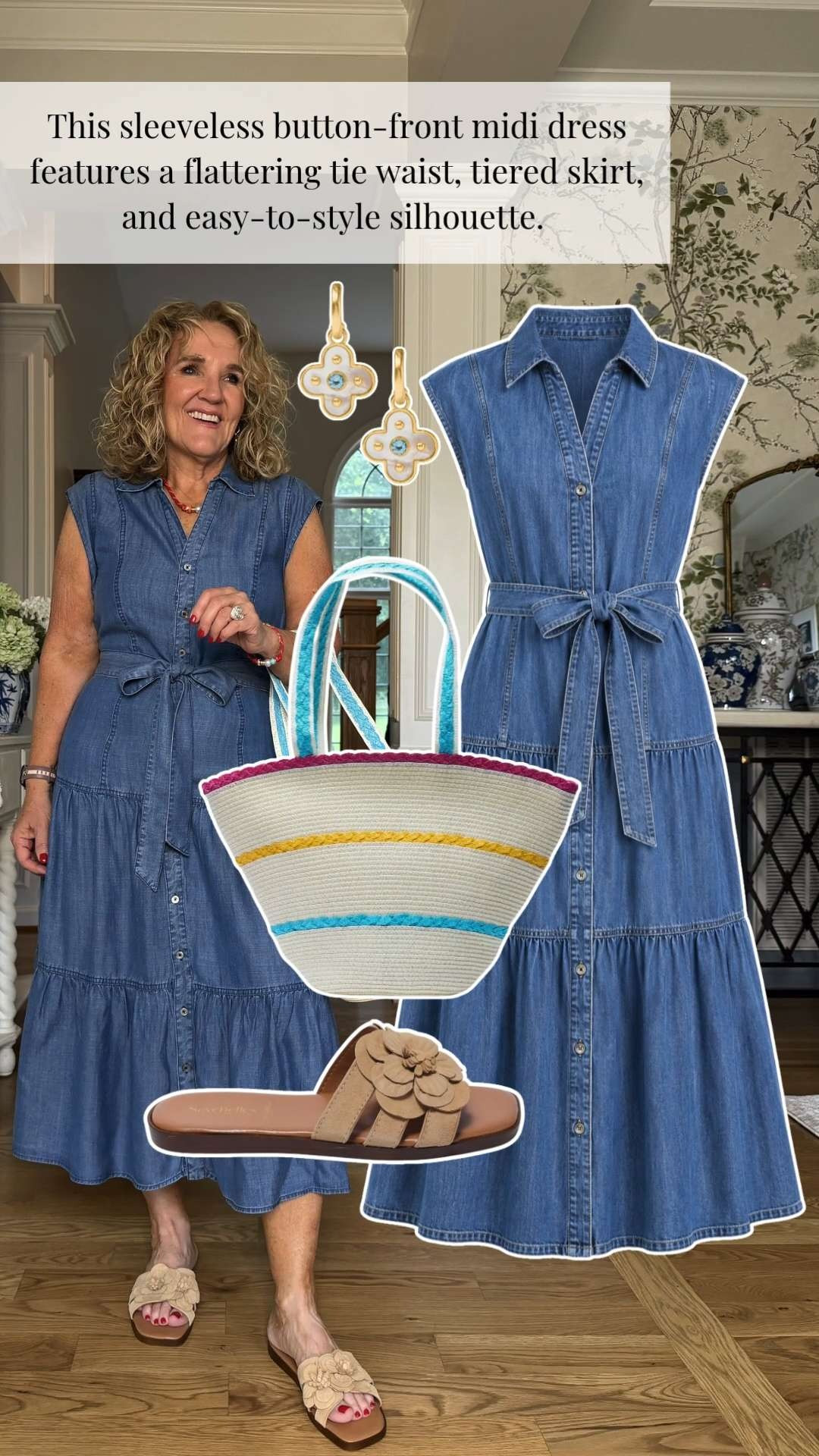 This chambray midi dress is an effortless one-and-done outfit. The flattering tie waist, tiered skirt, and lightweight denim look make it perfect for everyday wear, travel, and casual summer events.

💡 LTK MADE EASY

❤️ Heart = Support my posts
🔖 Save = Get sale & restock alerts
📋 Lists = Keep favorites organized
📲 Share = Send to yourself for later
💬 Comment = Ask me anything 

 #LTKootd #LTKSeasonal #LTKOver40