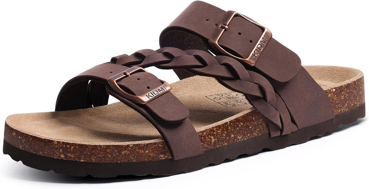 KIDMI Women's Cork Footbed Sandals with Arch Support Comfortable Slip-On Slide Sandals With Adjus... | Amazon (US)