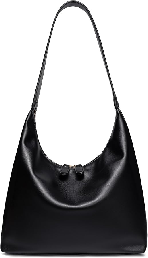 Leather Hobo Bags for Women Small Soft Shoulder Purse Slouchy Tote Handbags with Double Zipper De... | Amazon (US)
