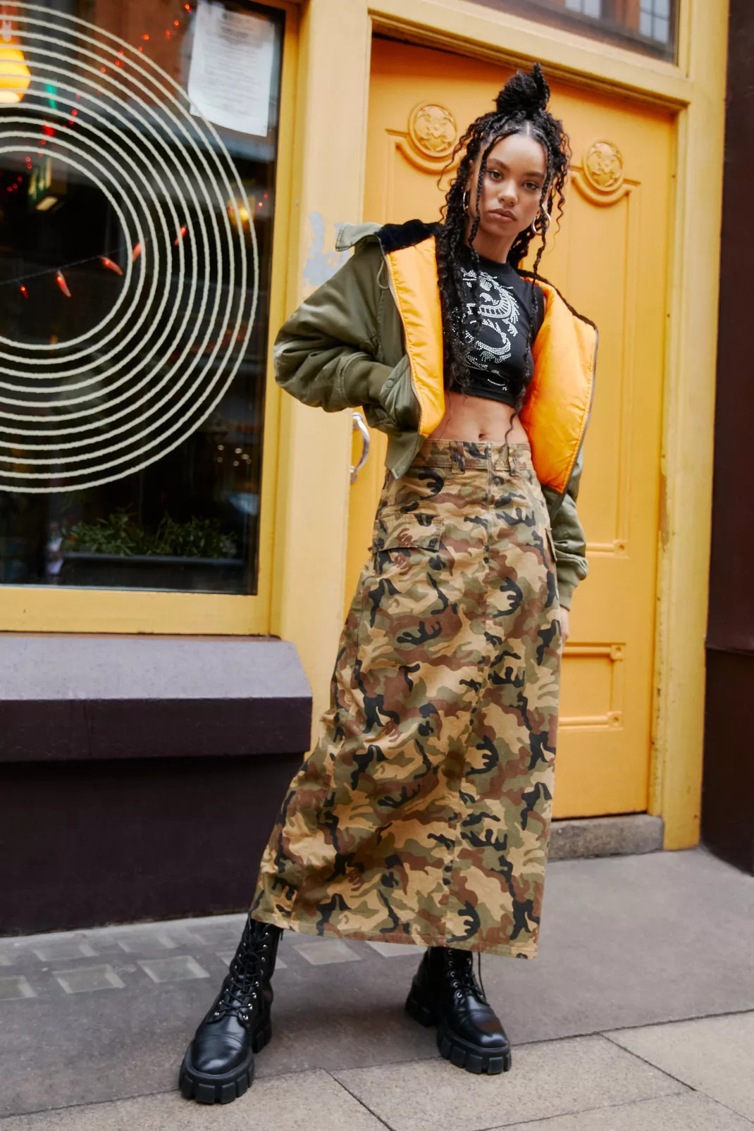 Camo Printed Twill Cargo Maxi Skirt | Nasty Gal UK (+IE)