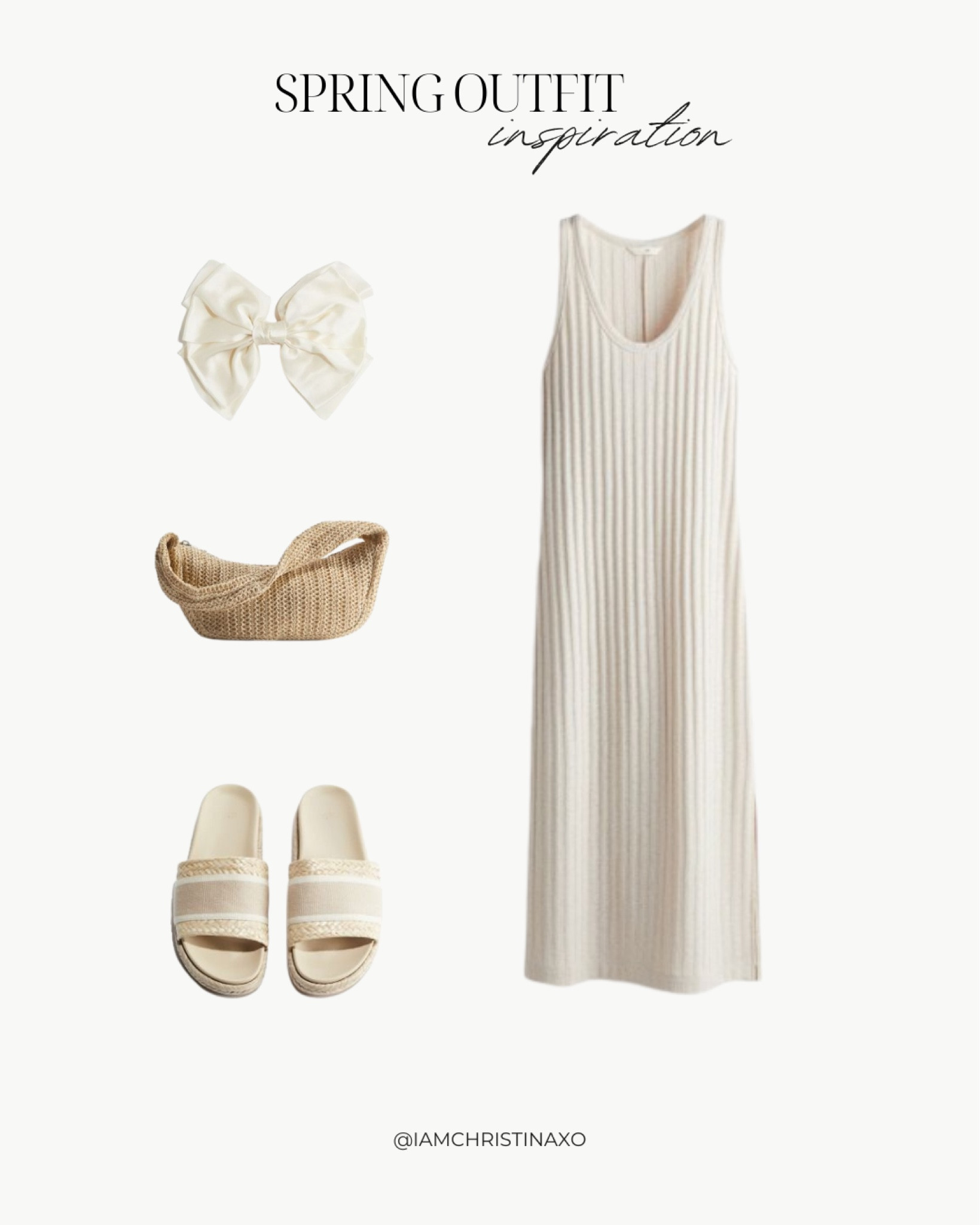 Spring outfit inspiration 
--

Spring outfit inspiration — Spring dresses, spring dresses outfits, rib knit dress, light beige outfit, beige dress, sleeveless dress, spring outfit ideas, spring outfit style, spring style, women’s clothes, women’s spring style, H&M finds, h&m women’s outfits, small shoulder bag, straw shoulder bag, white bow, hair bow, hair accessories, outfits, outfit ideas, espadrille slides, hair clip with bow

#LTKFindsUnder100 #LTKFindsUnder50 #LTKStyleTip