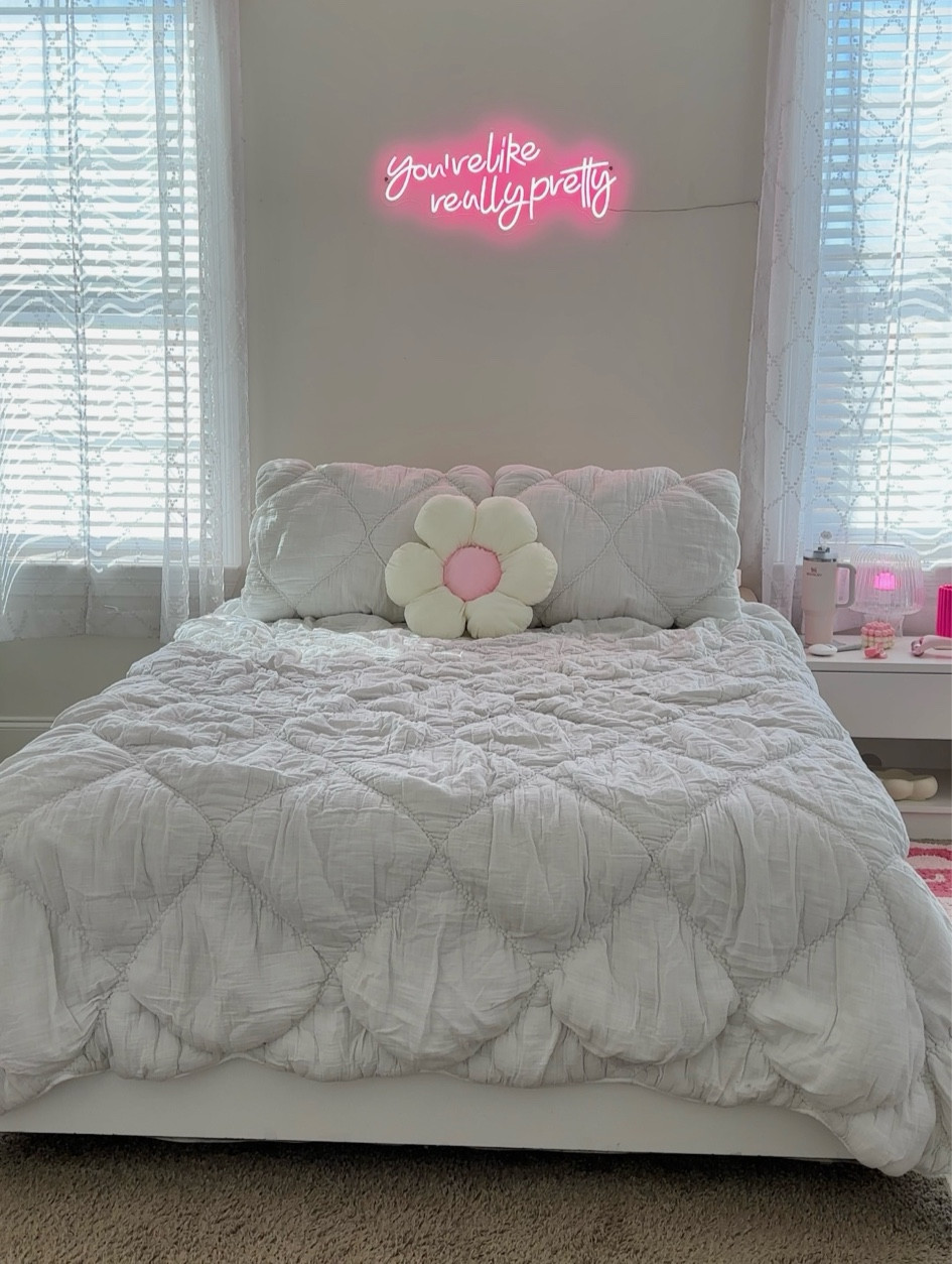 Bedroom decor. Pink decor. Pink room decor. Aesthetic home. White quilt sham bedding. Flower pillow. Spring room decor. Aesthetic bedroom. Girly bedroom. Girly decor. Girly girl room. Pink bedroom. Pink home. Home decor. Bedroom decor. Room decor. Amazon decor 

#LTKstyletip #LTKhome #LTKSeasonal