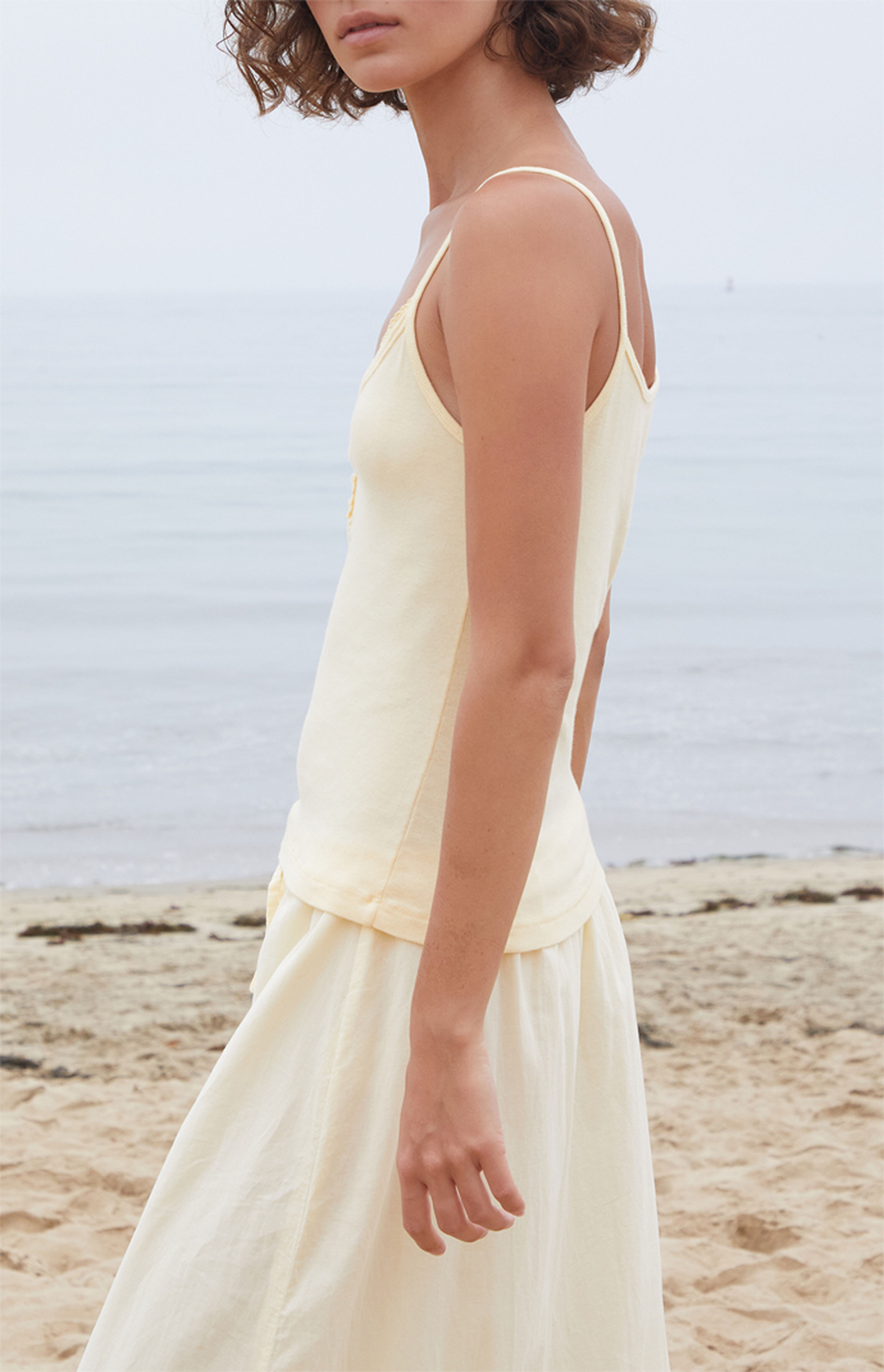 John Galt Yellow Lorene Button Tank Top | PacSun