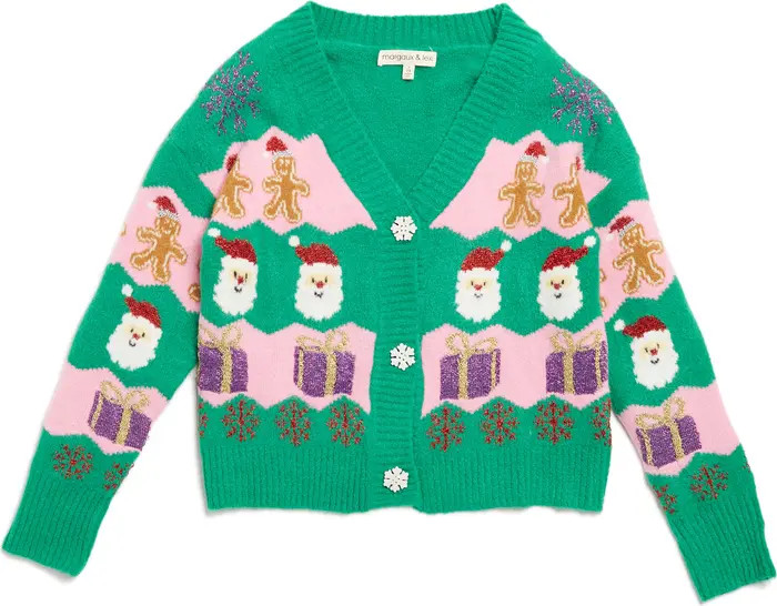 MARGAUX AND LEXI Kids' Stripe Christmas Pattern Cardigan | Nordstromrack | Nordstrom Rack