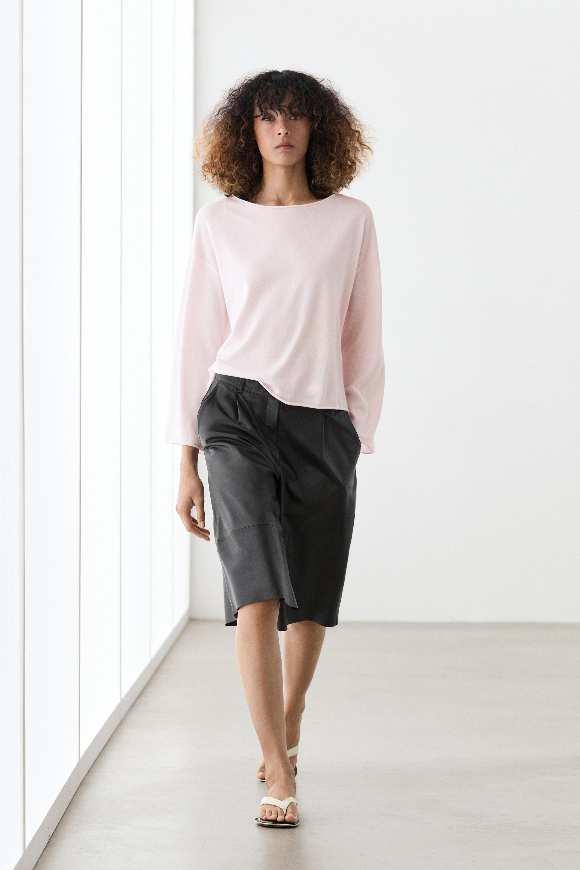 Cotton blend knit sweater | Massimo Dutti US
