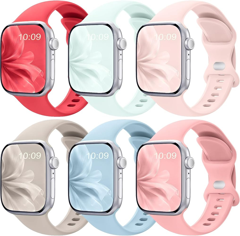 6 Pack Sport Band Compatible with Apple Watch Bands for Women Men, 38mm 40mm 41mm 42mm 44mm 45mm ... | Amazon (US)