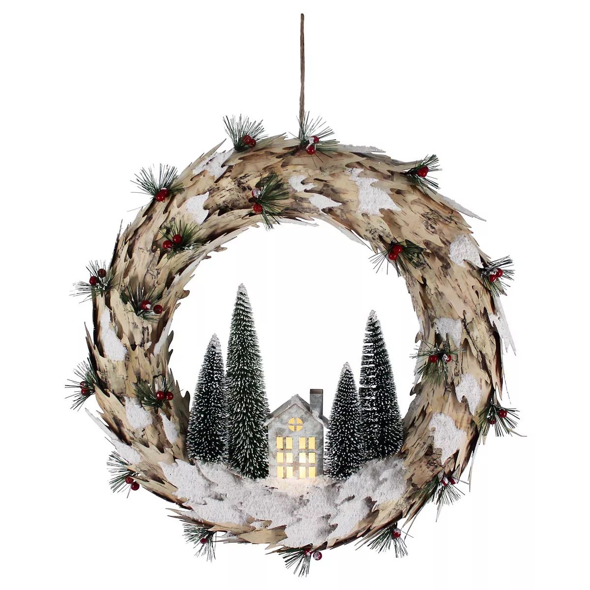 St. Nicholas Square® LED House Faux Birch Wreath | Kohl's
