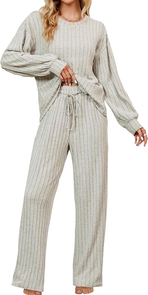 Blooming Jelly Womens Lounge Set Cute Long Sleeve Pajama Sets Casual 2 Piece Pj Outfit Fall Sleep... | Amazon (US)