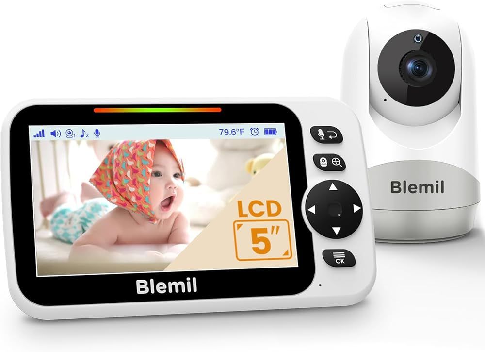 Blemil Baby Monitor with 30-Hour Battery, 5" Large Split-Screen Video Baby Monitor with Camera an... | Amazon (US)