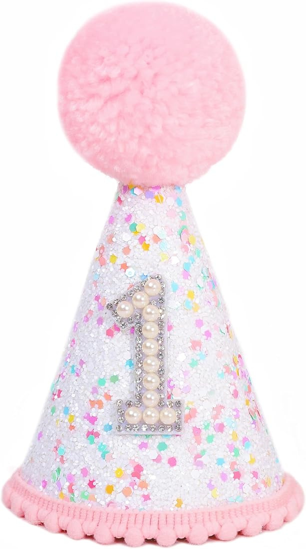 Pink 1st Birthday Hat - Confetti First Birthday Hat, Sweet One Birthday Decor, Sprinkle First Bir... | Amazon (US)
