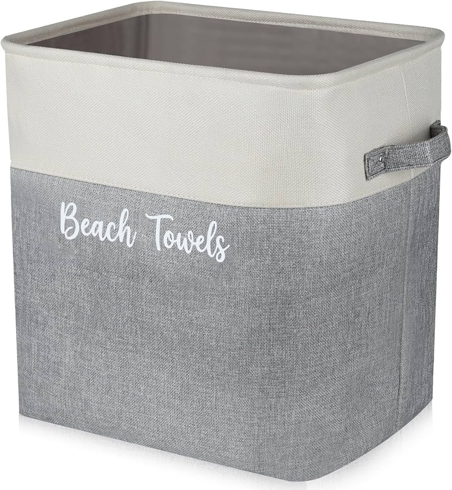 Lukeline Beach Towel Storage Bin and Organizer, Collapsible Storage Box Store Beach and Pool Towe... | Amazon (US)